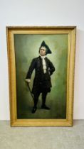 OIL ON CANVAS PORTRAIT OF GENTLEMAN IN 17TH CENTURY COSTUME,