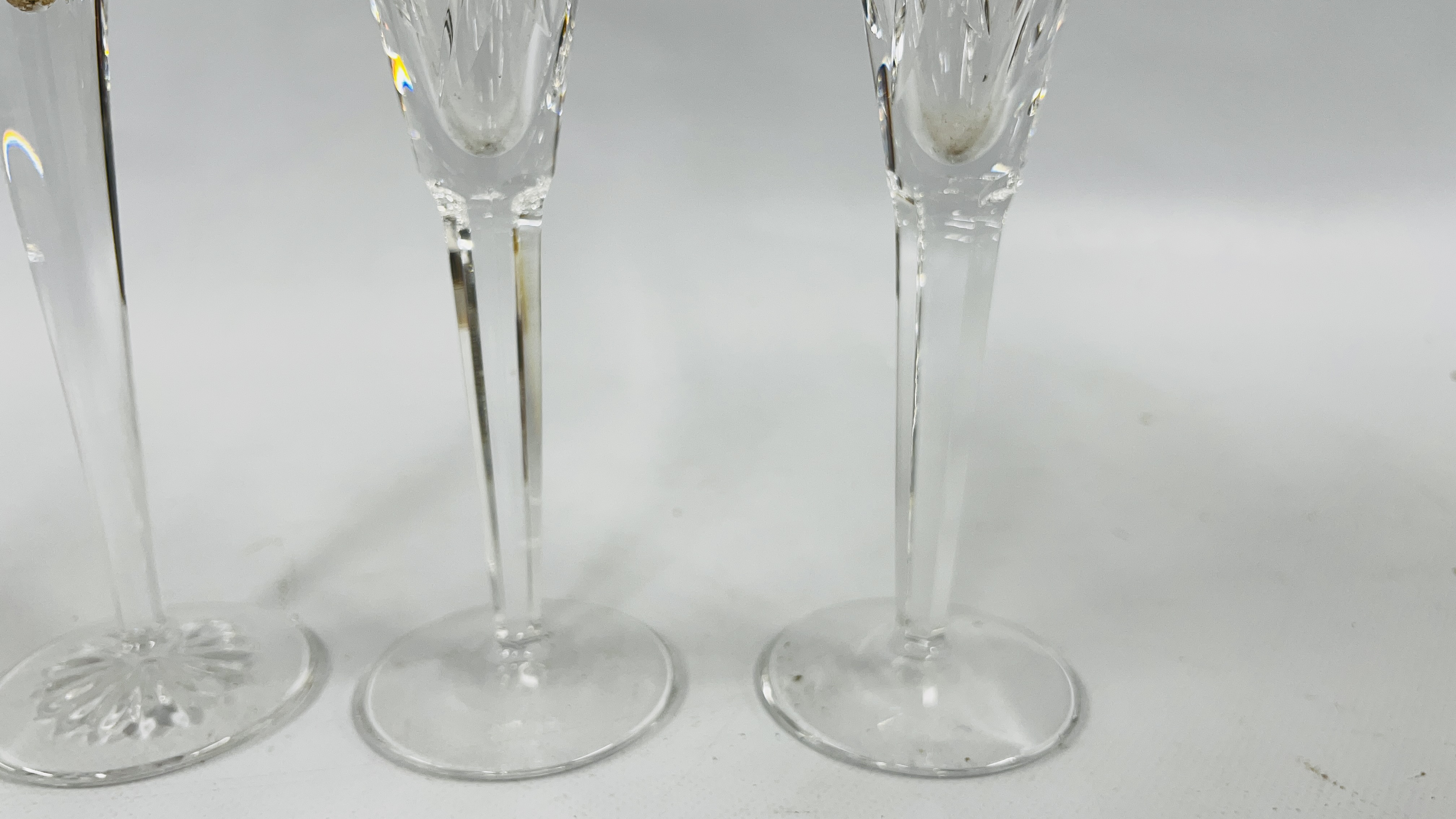 A PAIR OF WATERFORD MILLENIUM FLUTES ALONG WITH A FURTHER WATERFORD CRYSTAL FLUTE - Image 5 of 8