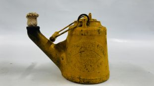 A VINTAGE A.G. WELLS & CO. NO.18 CAST IRON OIL LAMP / KETTLE TORCH.