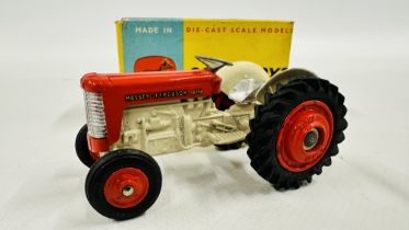 A BOXED VINTAGE CORGI DIE-CAST MODEL TRACTOR MASSEY FERGUSON 65 50.