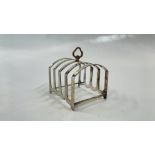 AN ANTIQUE SILVER TOAST RACK, BIRMINGHAM ASSAY 1938 MAKER H.F. WITHERS.