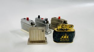 5 VINTAGE TABLE LIGHTERS TO INCLUDE AUGUSTA PATENT, BARCLAY.