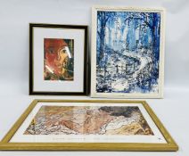 A FRAMED EGON SCHIELE - DIE UMARMUNG PRINT ALONG WITH A FRAMED GIDEE PRINT "PORTUGUESE WOMAN"