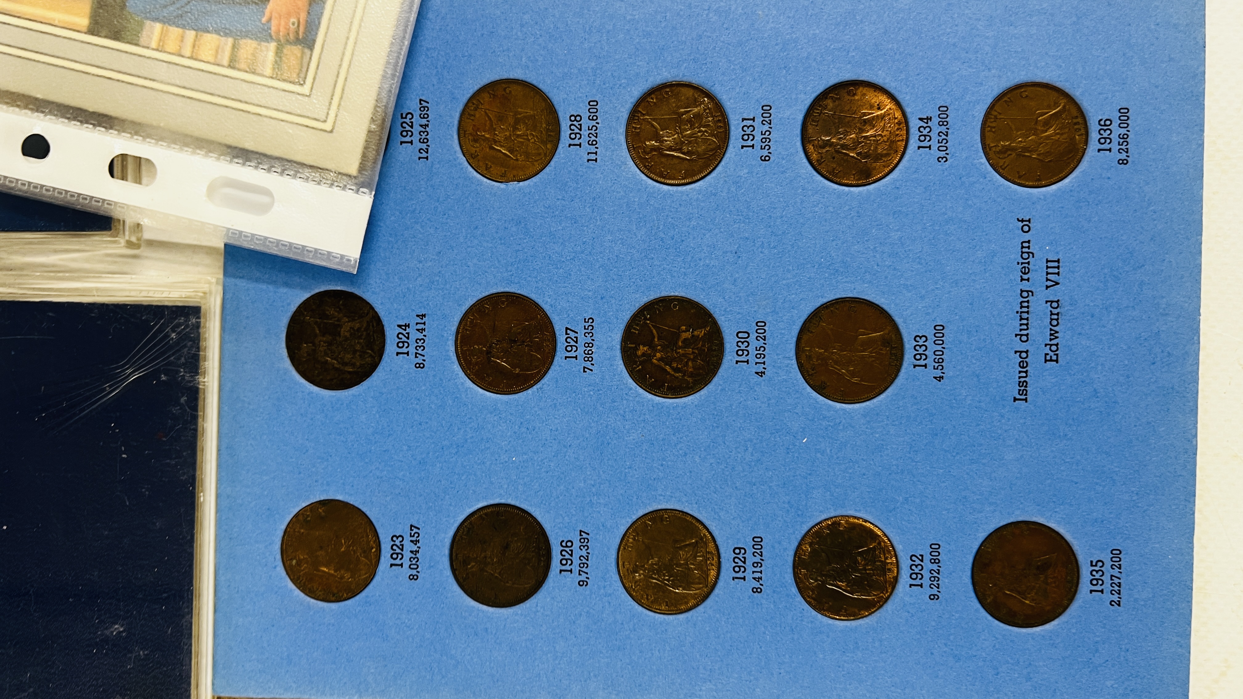 A BLUE TUB CONTAINING QUANTITY OF COIN SETS AND MEDALLIONS. - Image 7 of 11