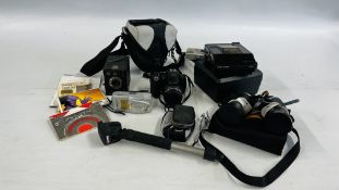 A GROUP OF CAMERAS TO INCLUDE POLAROID IMAGE SYSTEM ONYX, FUJIFILM PLSR CAMERA MODEL HS10,