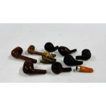 A GROUP OF 8 VINTAGE TOBACCO SMOKING PIPES (NO STEMS) TO INCLUDE BRIAR WOOD EXAMPLES & EXAMPLES