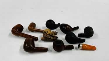 A GROUP OF 8 VINTAGE TOBACCO SMOKING PIPES (NO STEMS) TO INCLUDE BRIAR WOOD EXAMPLES & EXAMPLES