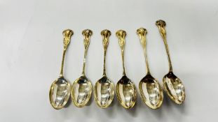 A GROUP OF 6 ANTIQUE SILVER RAMS HEAD SPOONS, BIRMINGHAM ASSAY, VARIOUS DATE, LETTERS AND SIZES.