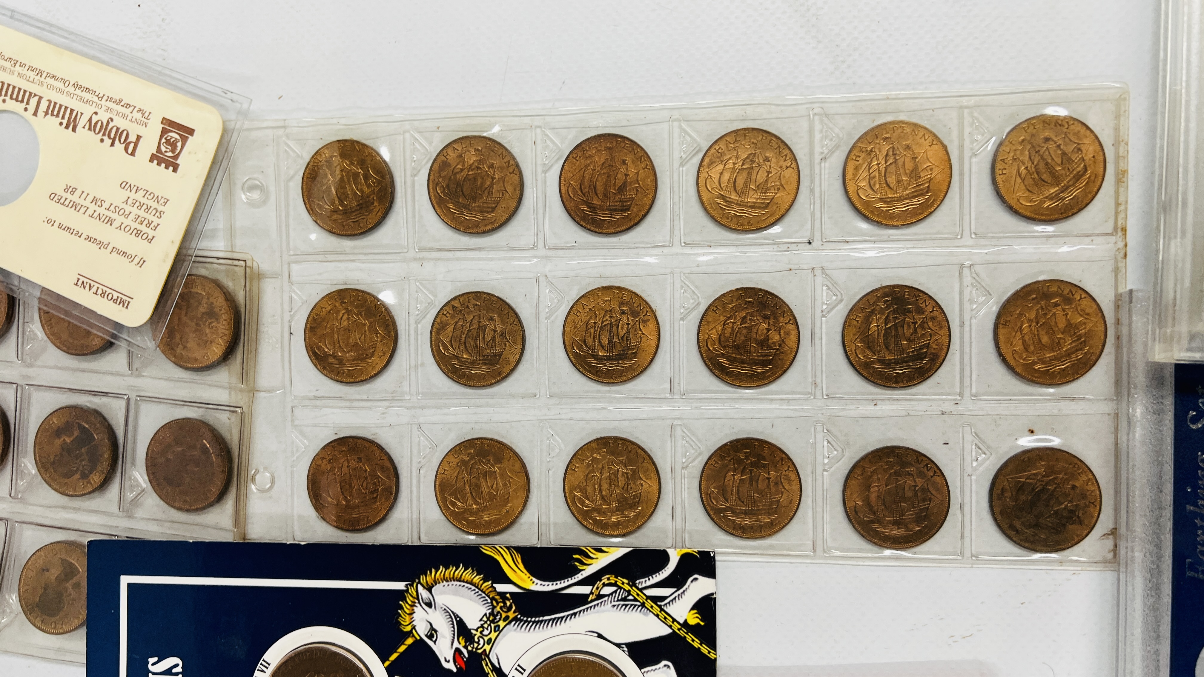 A BLUE TUB CONTAINING QUANTITY OF COIN SETS AND MEDALLIONS. - Image 3 of 11