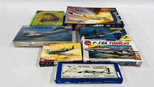6 X BOXED MODEL AIRCRAFT KITS TO INCLUDE 3 AIRFIX EXAMPLES (NOT COMPLETE) + A FALCON 500 PIECE "BIG