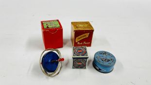 TWO VINTAGE MINIATURE BISCUIT TINS TO INCLUDE A PEEK FREAN H 6.5 X W 6CM X D 5.