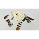 A GROUP OF MASONIC MEDALS + EPHEMERA.