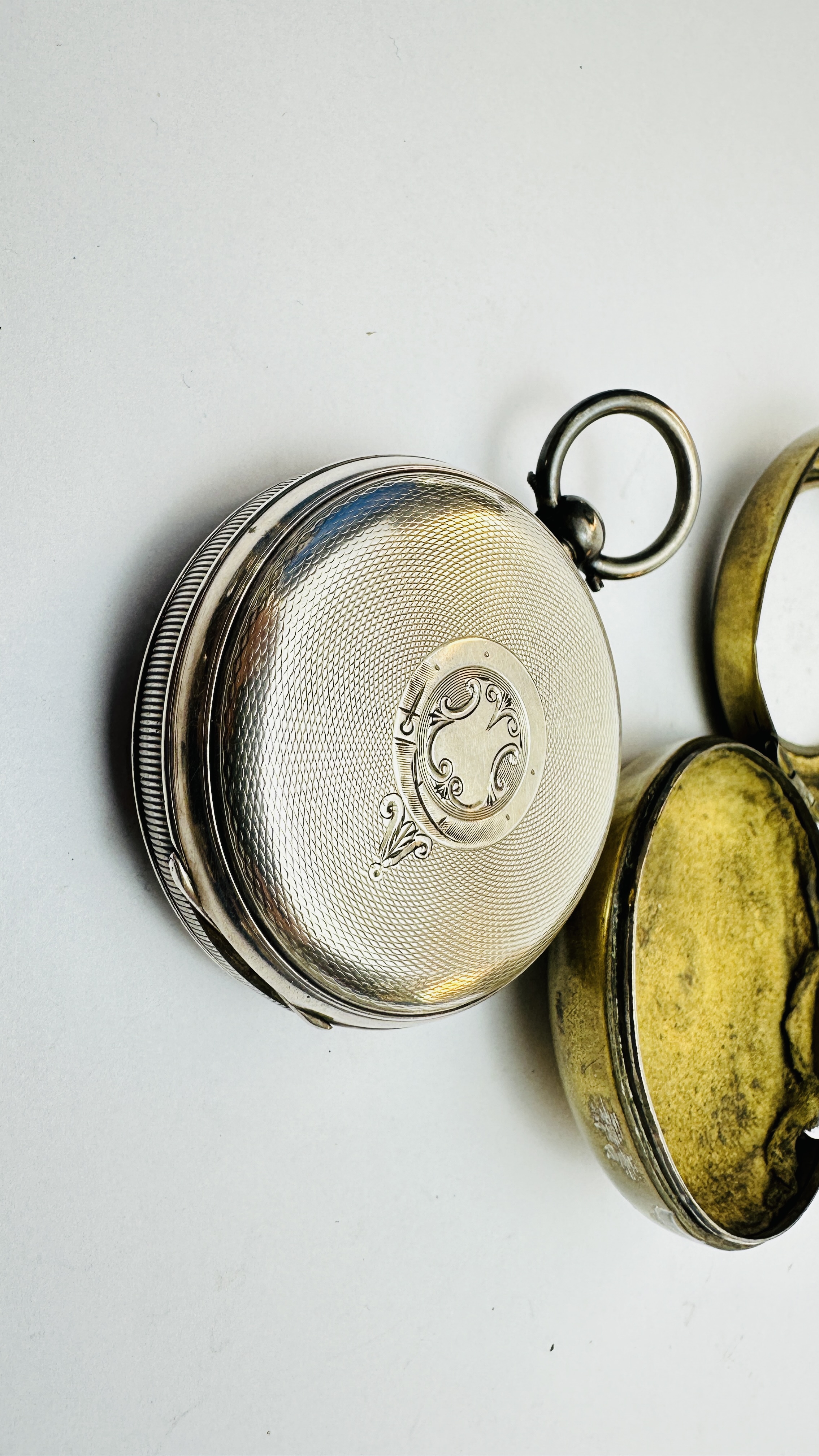 A VINTAGE SILVER CASED POCKET WATCH WITH ENAMELED DIAL, - Image 8 of 12