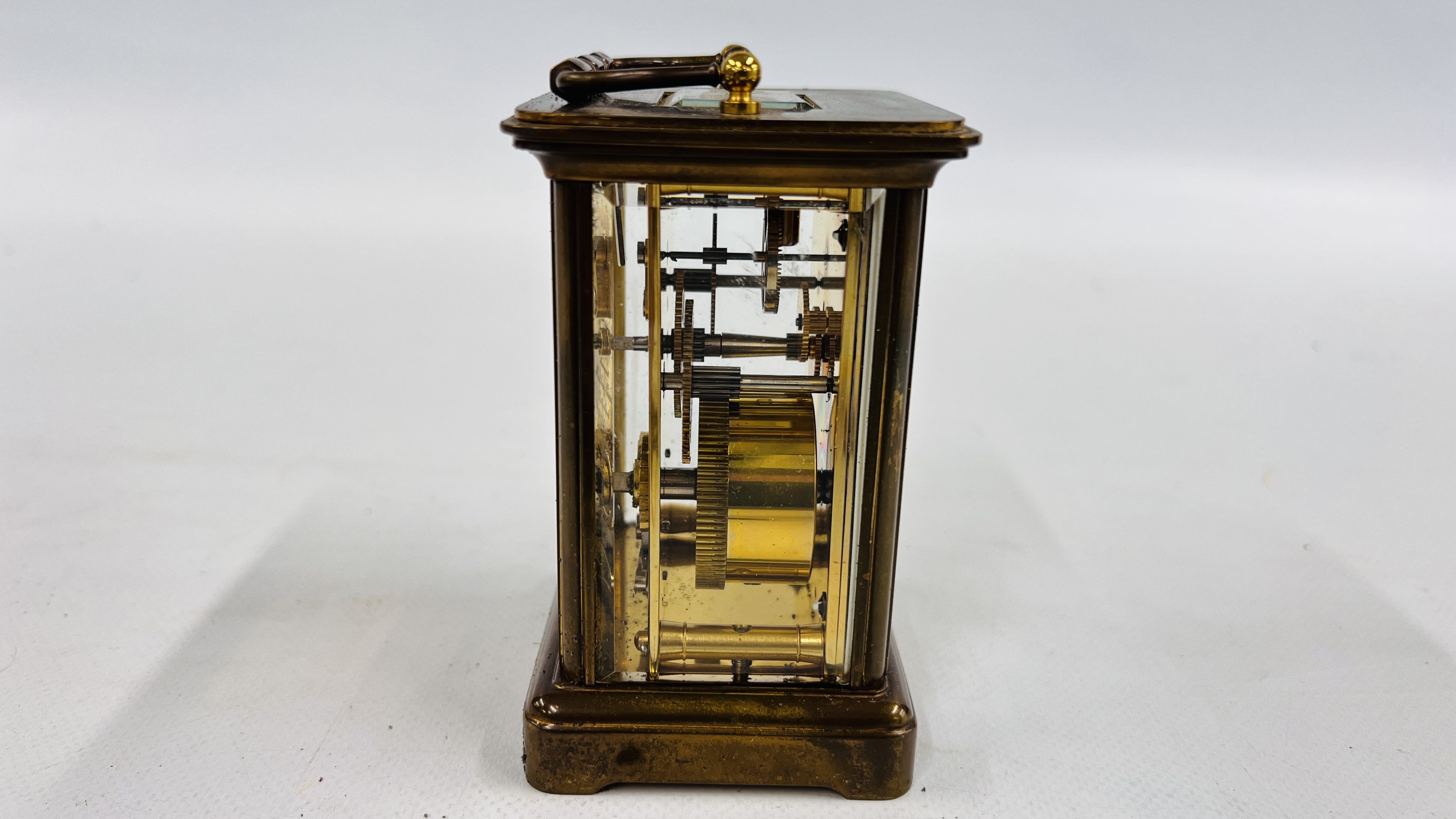 A MATTHEW NORMAN BRASS CASED CARRIAGE CLOCK WITH ORIGINAL BOX. - Image 9 of 9