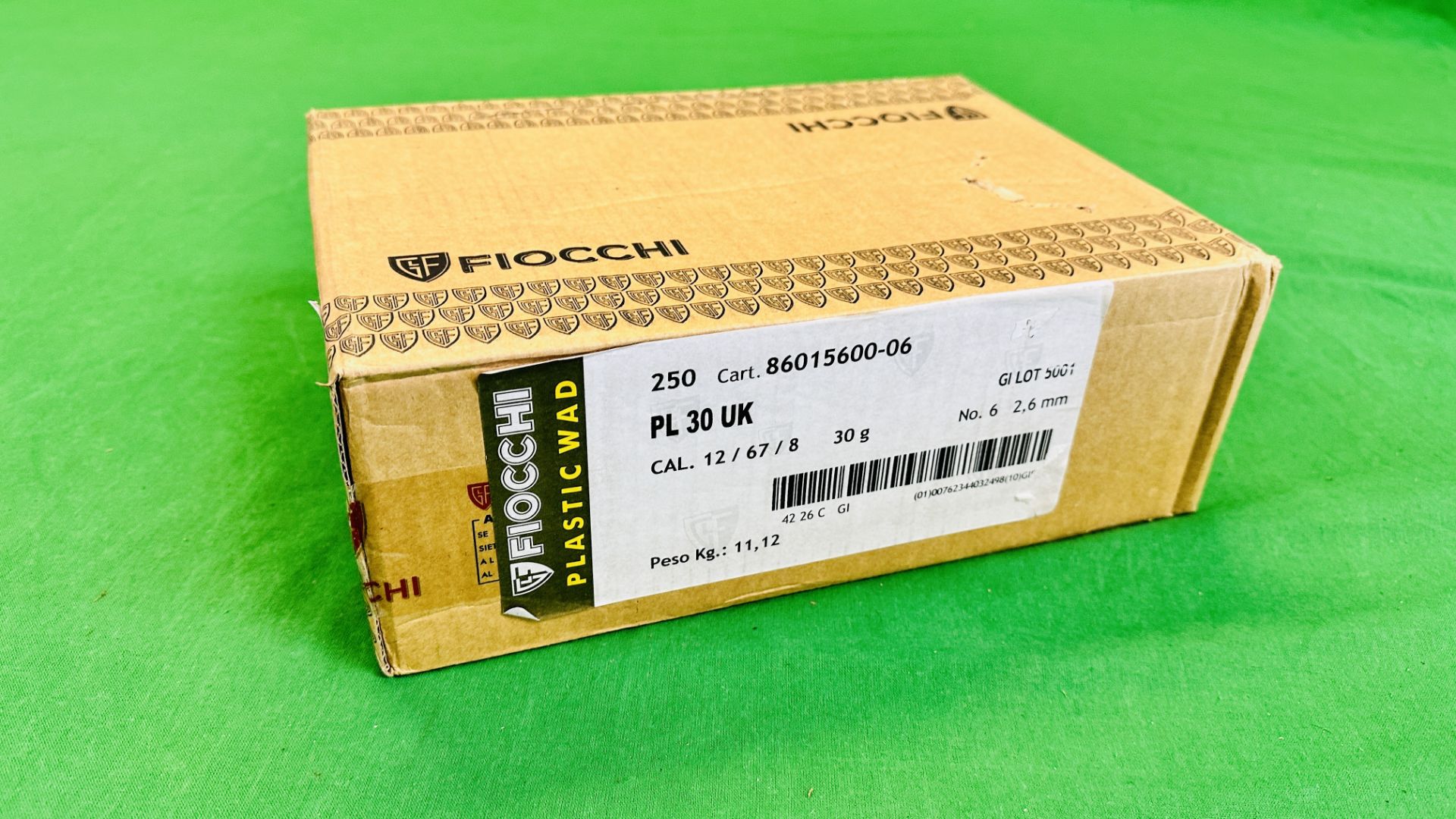 250 X FIOCCHI PL30 12 GAUGE 30G 6 SHOT PLASTIC WAD CARTRIDGES - (TO BE COLLECTED IN PERSON BY