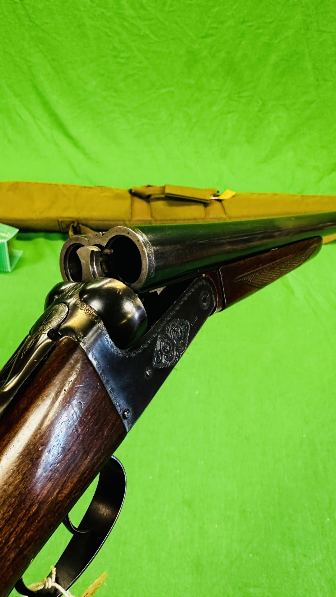 ZABALA 12 GAUGE SIDE BY SIDE SHOTGUN #192092 WITH GREEN PADDED GUN SLEEVE - (REF: 1452) - (ALL GUNS - Image 7 of 16