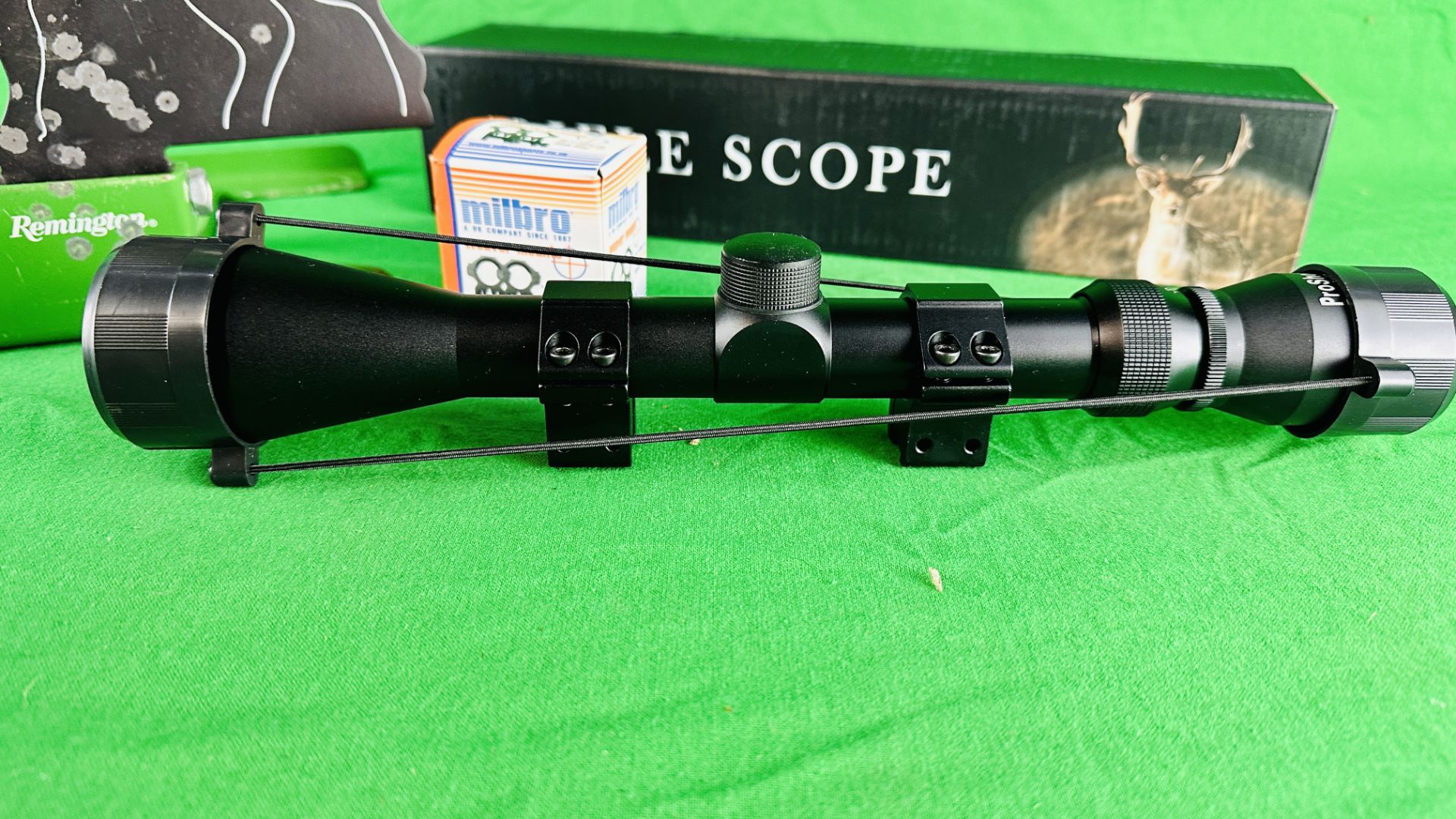 A KNOCK DOWN HOG TARGET & RIFLE SCOPE WITH MOUNTS - Image 3 of 8