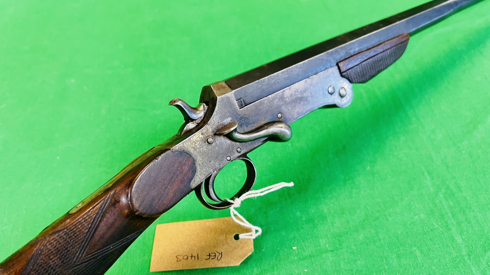 BELGIAN 20G SINGLE BARREL SHOTGUN WITH DOUBLE BACK FOLDING ACTION #7559 - (REF:1403) - (ALL GUNS TO - Bild 7 aus 13