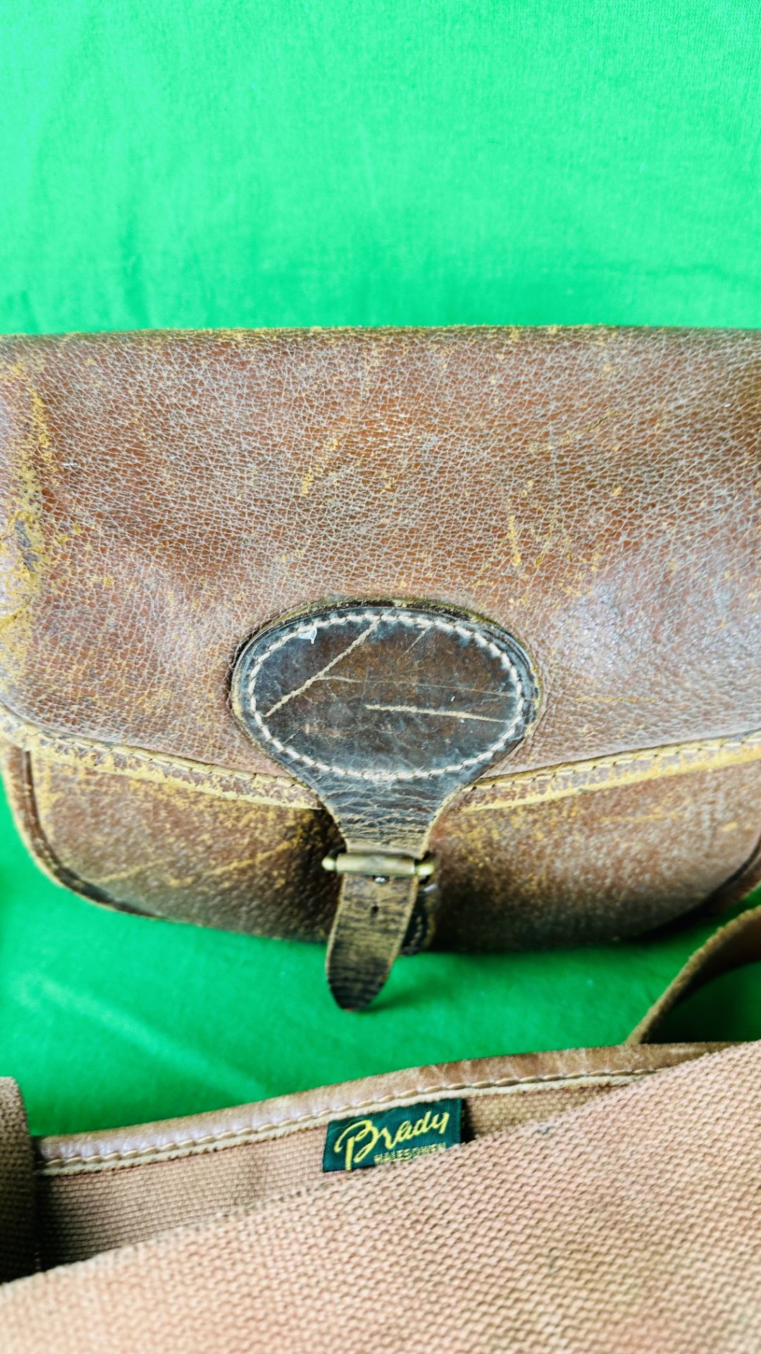 A BRADY CANVAS & LEATHER GUN SLIP AND A BRADY LEATHER CARTRIDGE BAG - Image 4 of 9