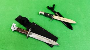 TWO MODERN REPLICA KNIVES TO INCLUDE AK-47 BAYONET AND HITLER YOUTH - NO POSTAGE OR PACKING