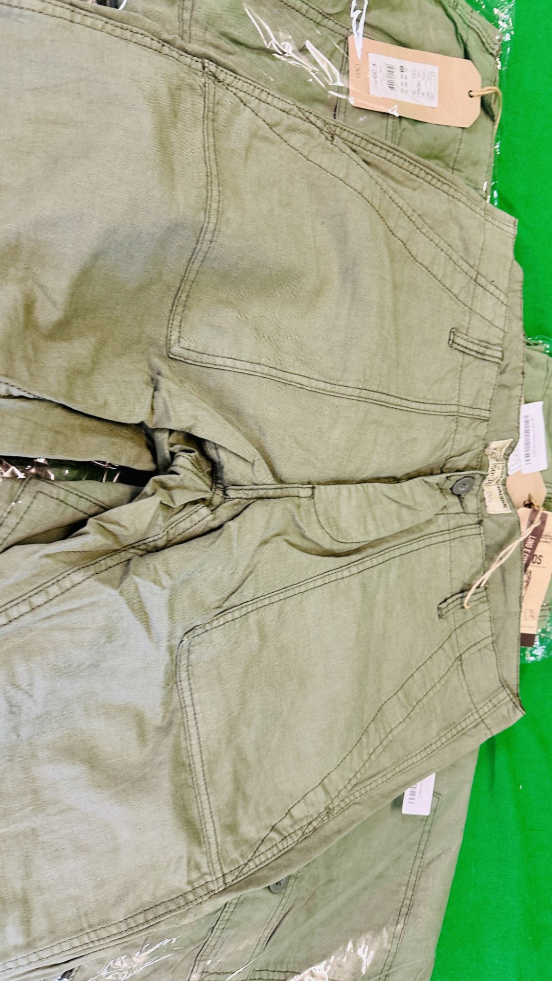 12 PAIRS OF OLIVE GREEN FATIGUES CHINO'S - VARIOUS SIZES 33" - 42" - Image 3 of 5