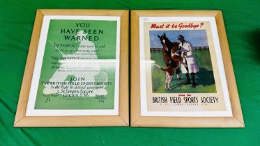 TWO VINTAGE FRAMED POSTERS TO INCLUDE 'YOU HAVE BEEN WARNED',