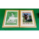 TWO VINTAGE FRAMED POSTERS TO INCLUDE 'YOU HAVE BEEN WARNED',