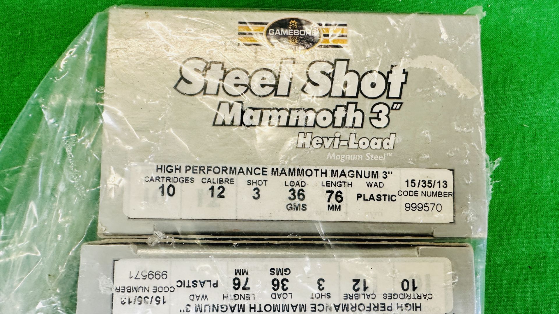 30 X GAMEBORE STEEL SHOT MAMMOTH HEVI LOAD MAGNUM STEEL 3" 36GRM 3 SHOT CARTRIDGES - (TO BE - Image 2 of 3