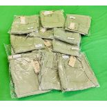 12 PAIRS OF OLIVE GREEN FATIGUES CHINO'S - VARIOUS SIZES 33" - 42"