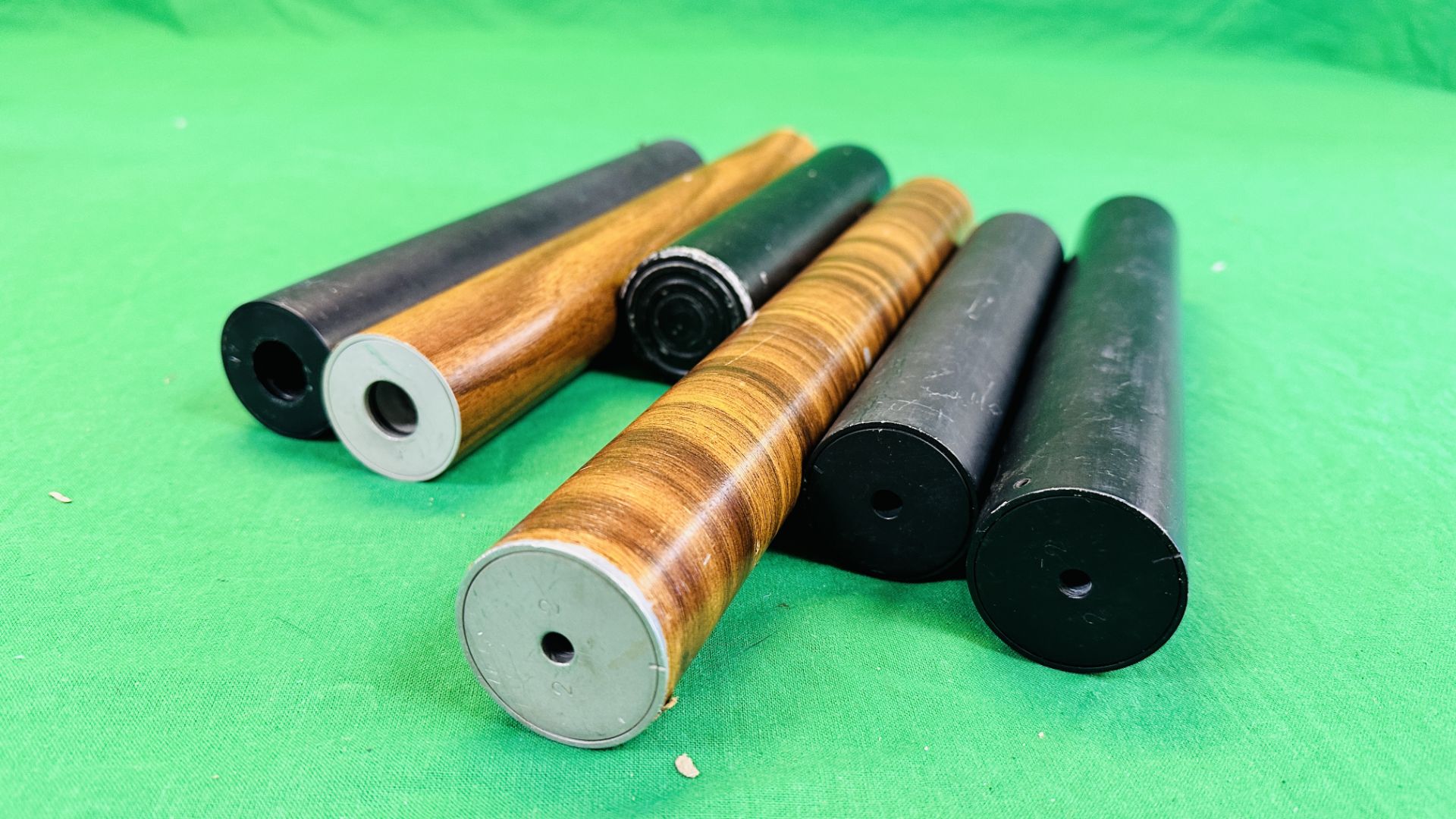 A PCP AIR CYLINDER BELIEVED TO FIT A RAPID 7 + FIVE VARIOUS AIR RIFLES SILENCERS TO INCLUDE . - Image 8 of 9
