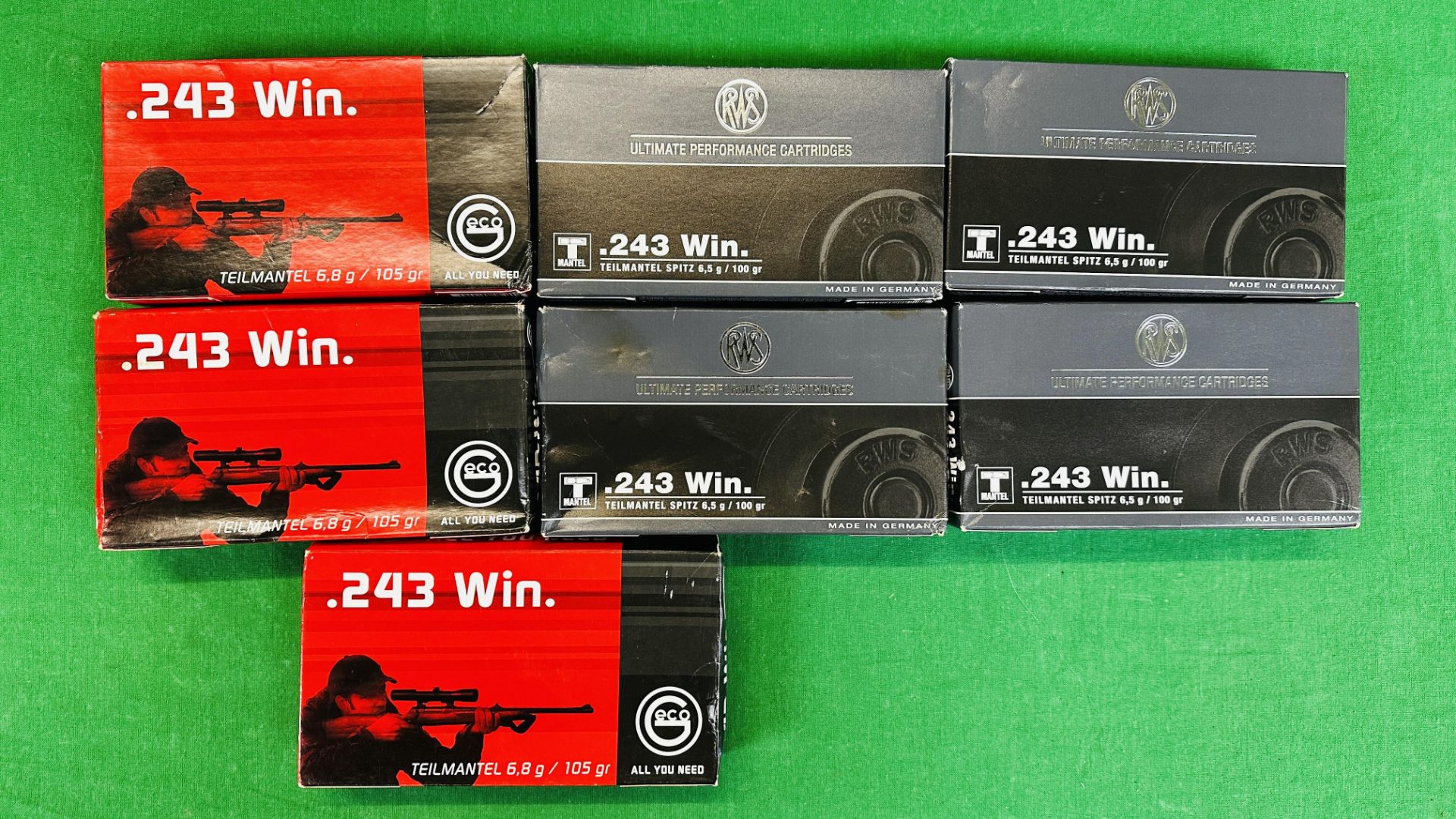 126 X .243 ROUNDS INCLUDING RWS 6.5G 100GR AND GECO 6.