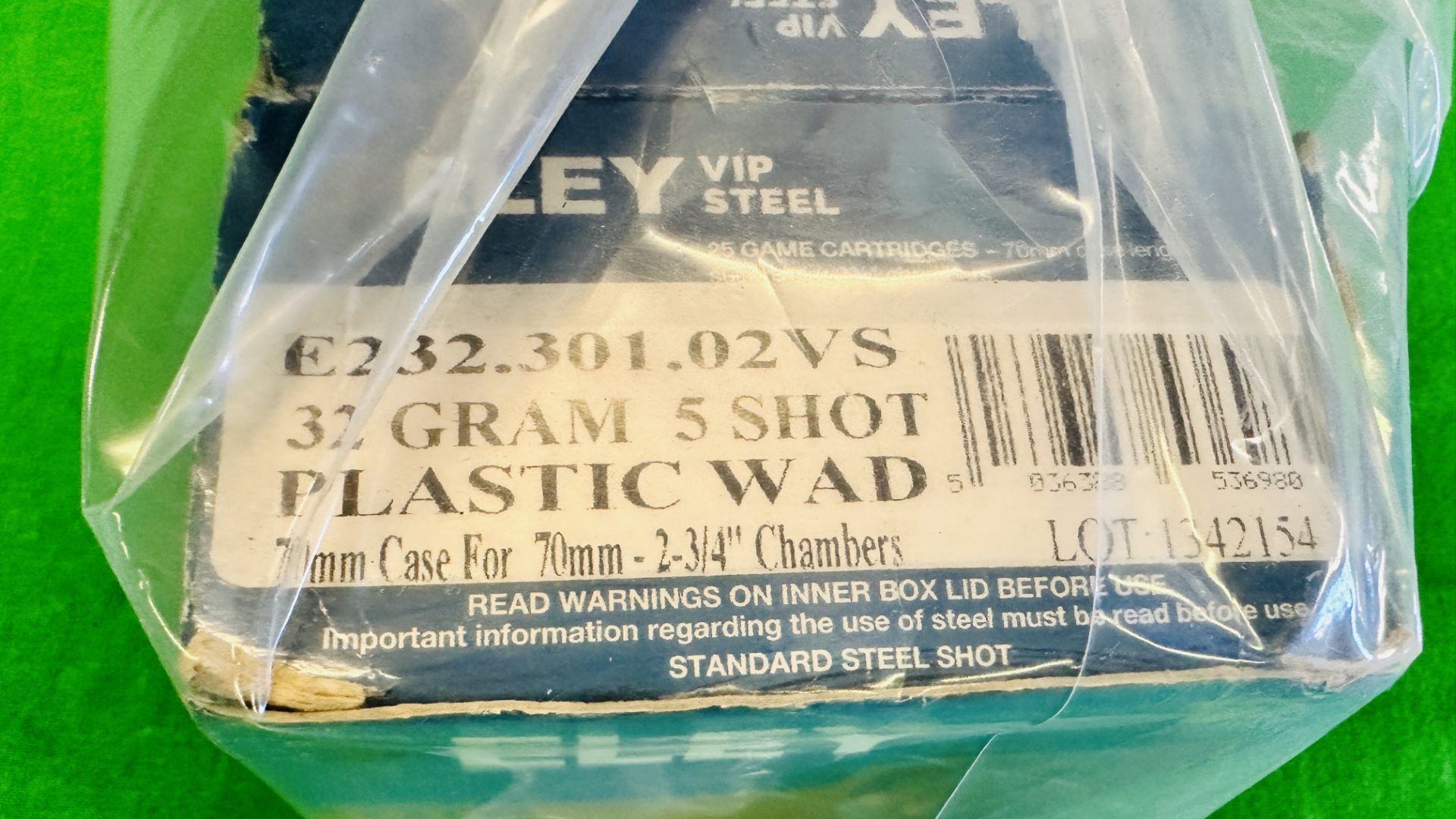 100 X ELEY 12 GAUGE VIP STEEL 32GRM 5 SHOT PLASTIC WAD CARTRIDGES - (TO BE COLLECTED IN PERSON BY - Image 3 of 4