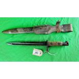 WWI SIMPSON & CO BAYONET WITH SCABBARD AND LEATHER FROG - NO POSTAGE OR PACKING AVAILABLE.