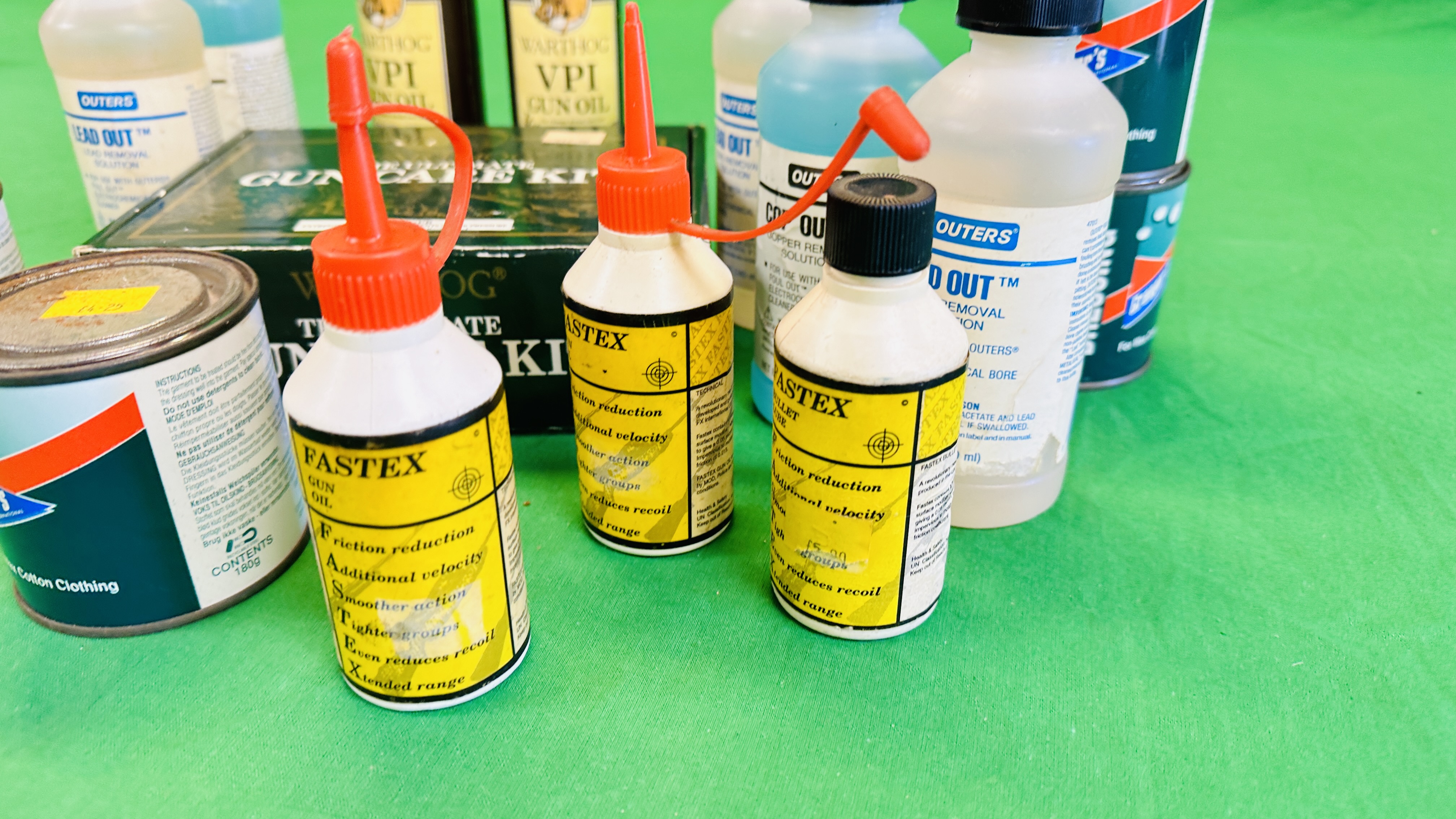 14 VARIOUS GUN CLEANING PRODUCTS TO INCLUDE 2 X WARTHOG UPI OIL, LEAD OUT LEAD REMOVAL SOLUTION, - Image 2 of 8