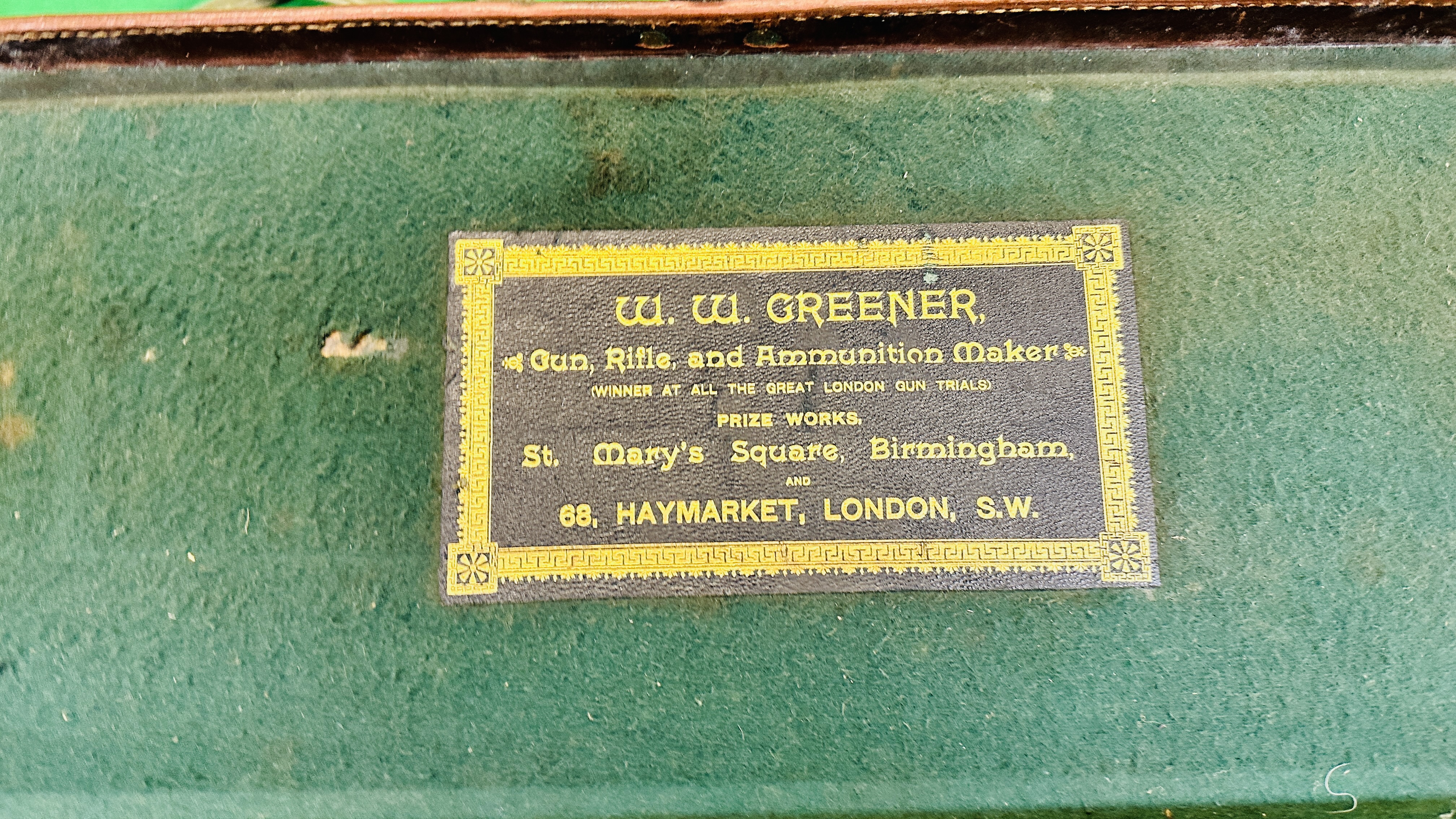 ANTIQUE GOOD QUALITY LEATHER MOTORING CASE BEARING LABEL W W GREENER, - Image 3 of 18