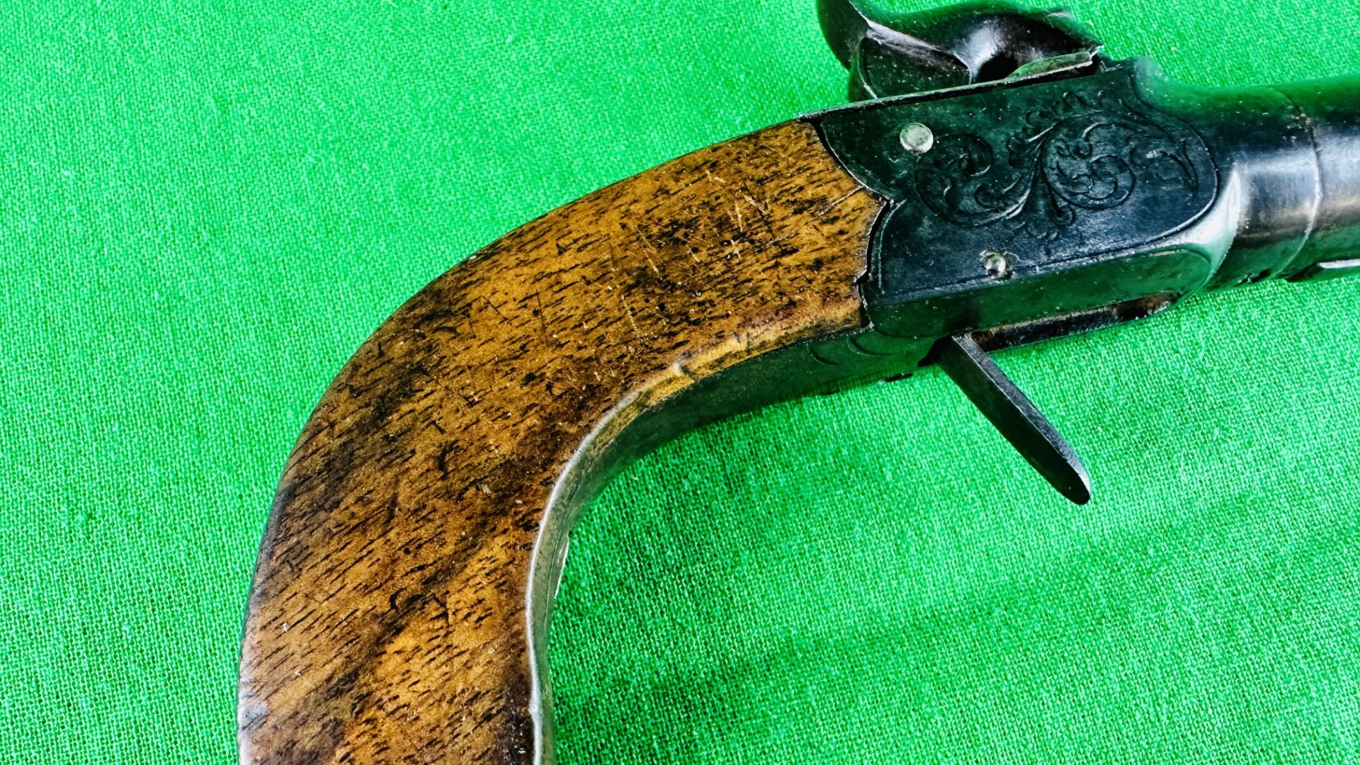 ANTIQUE BUCK PERCUSSION CAP PISTOL A/F CONDITION, LENGTH 18CM -COLLECTORS PIECE, - Image 3 of 15