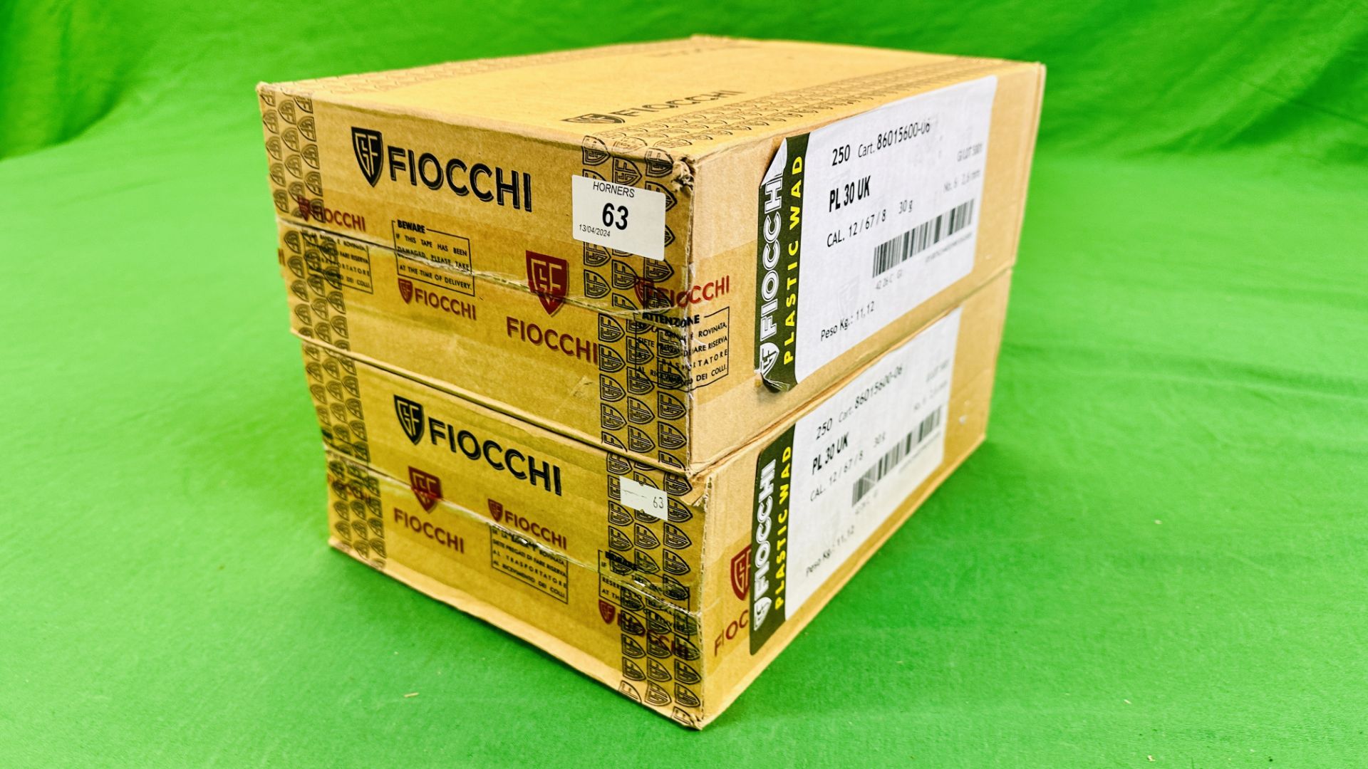 500 X FIOCCHI PL30 12 GAUGE 30G 6 SHOT PLASTIC WAD CARTRIDGES - (TO BE COLLECTED IN PERSON BY