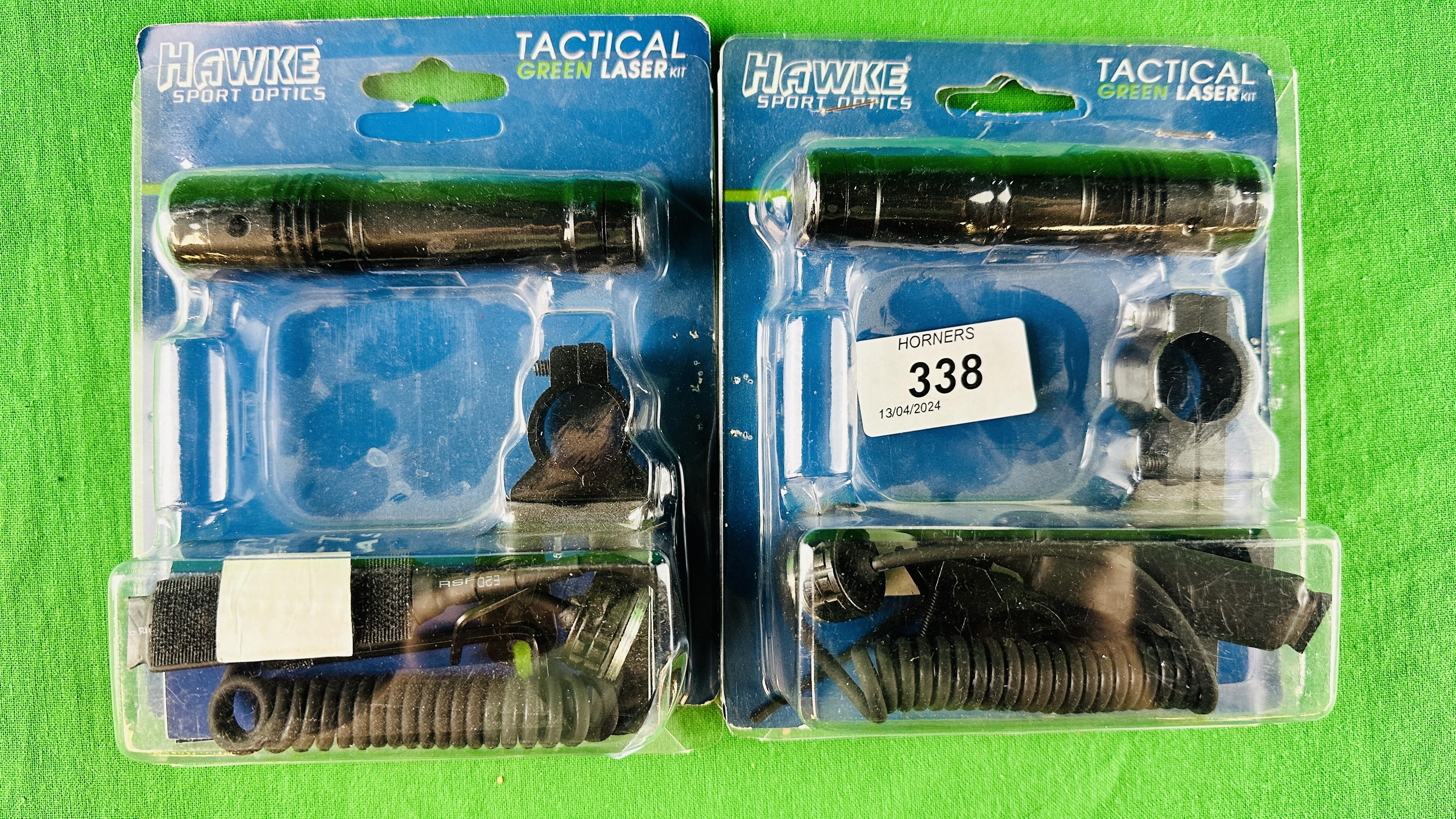 TWO HAWKE SPORT OPTICS GREEN TACTICAL LASERS