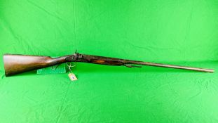 A SINGLE BARREL HAMMER ACTION SHOTGUN MUZZLE LOADING - NO POSTAGE OR PACKING AVAILABLE.