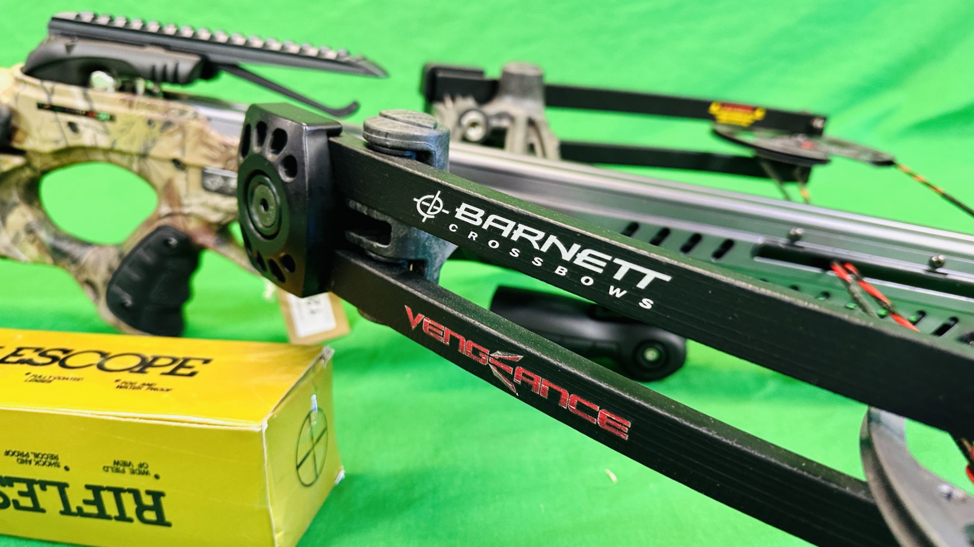 BARNETT "VENGANCE" COMPOUND CROSSBOW COMPLETE WITH THREE CARBON FIBRE CROSSBOW BOLTS, QUIVER, - Image 7 of 35