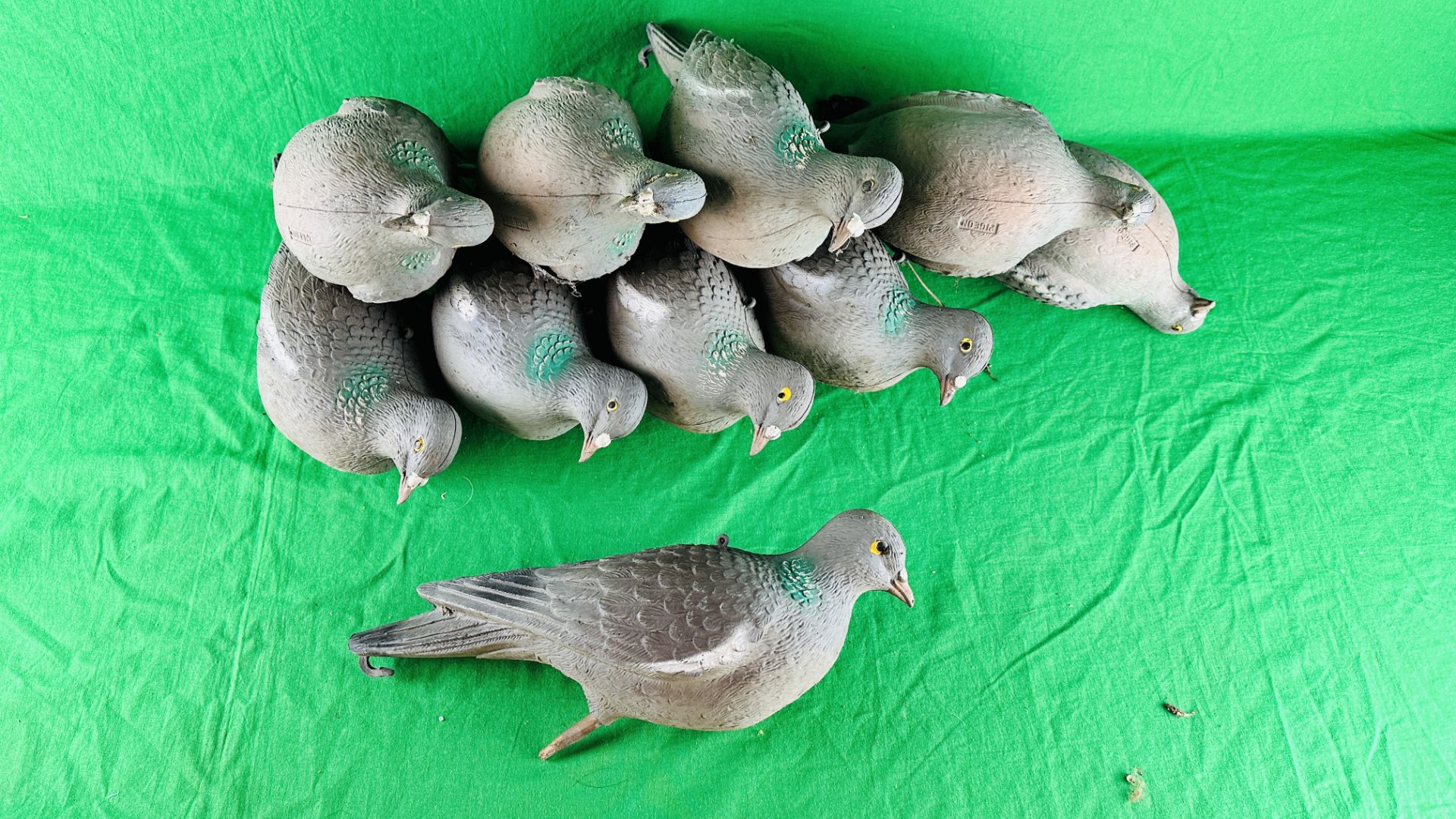 A COLLECTION OF 10 DECOY PIGEONS - Bild 2 aus 3