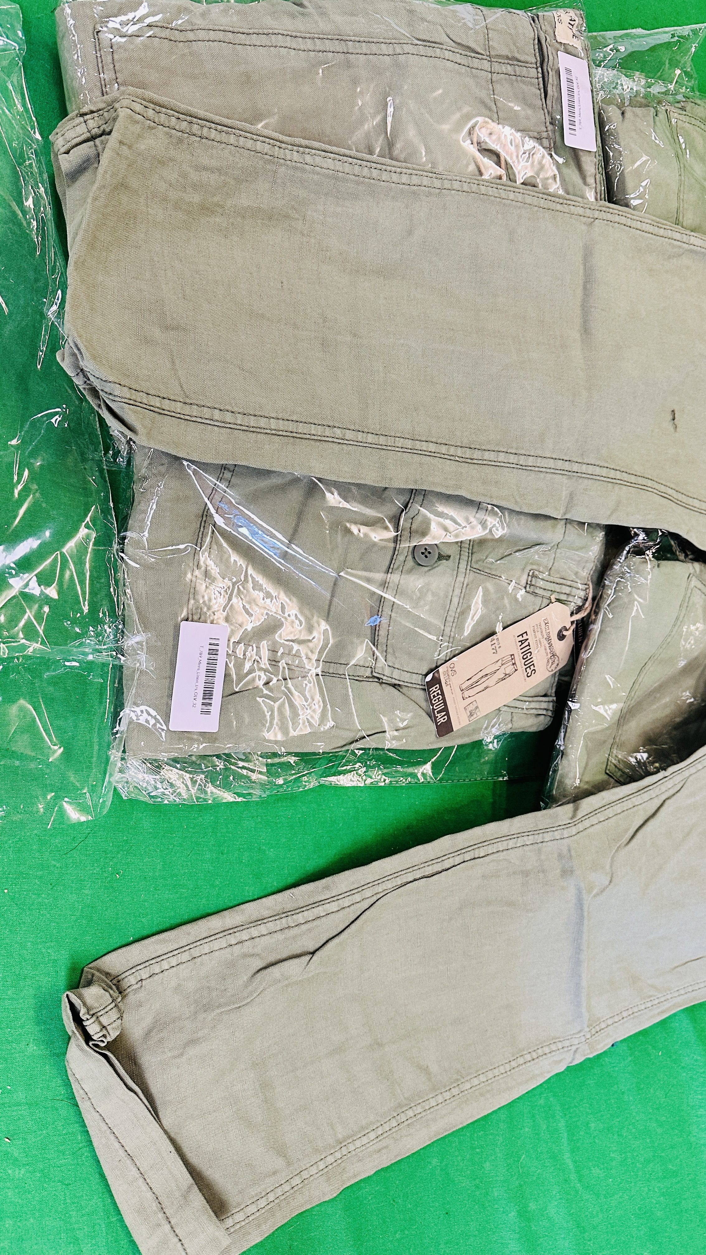 12 PAIRS OF OLIVE GREEN FATIGUES CHINO'S - VARIOUS SIZES 33" - 42" - Image 5 of 5