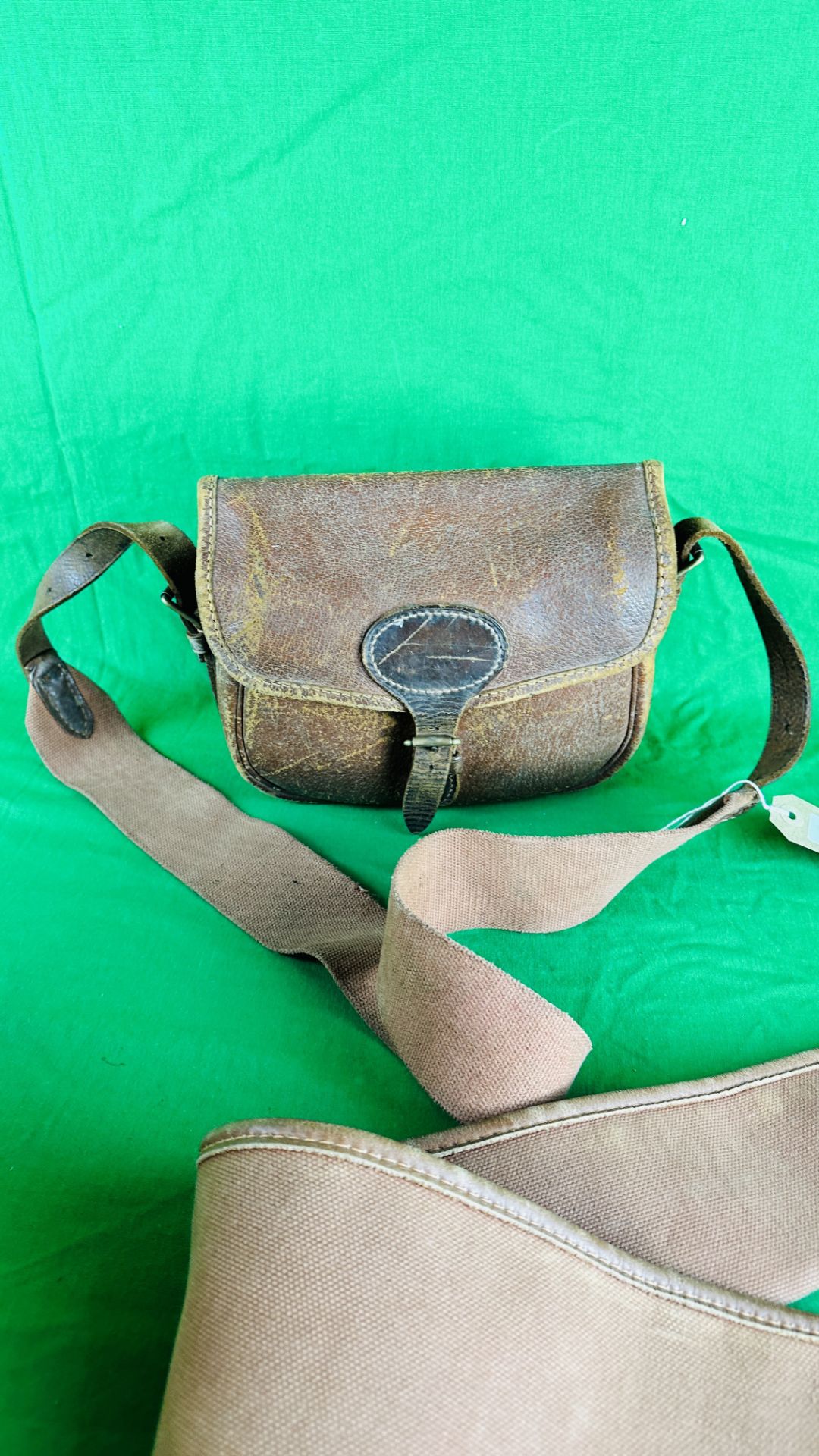 A BRADY CANVAS & LEATHER GUN SLIP AND A BRADY LEATHER CARTRIDGE BAG - Image 9 of 9