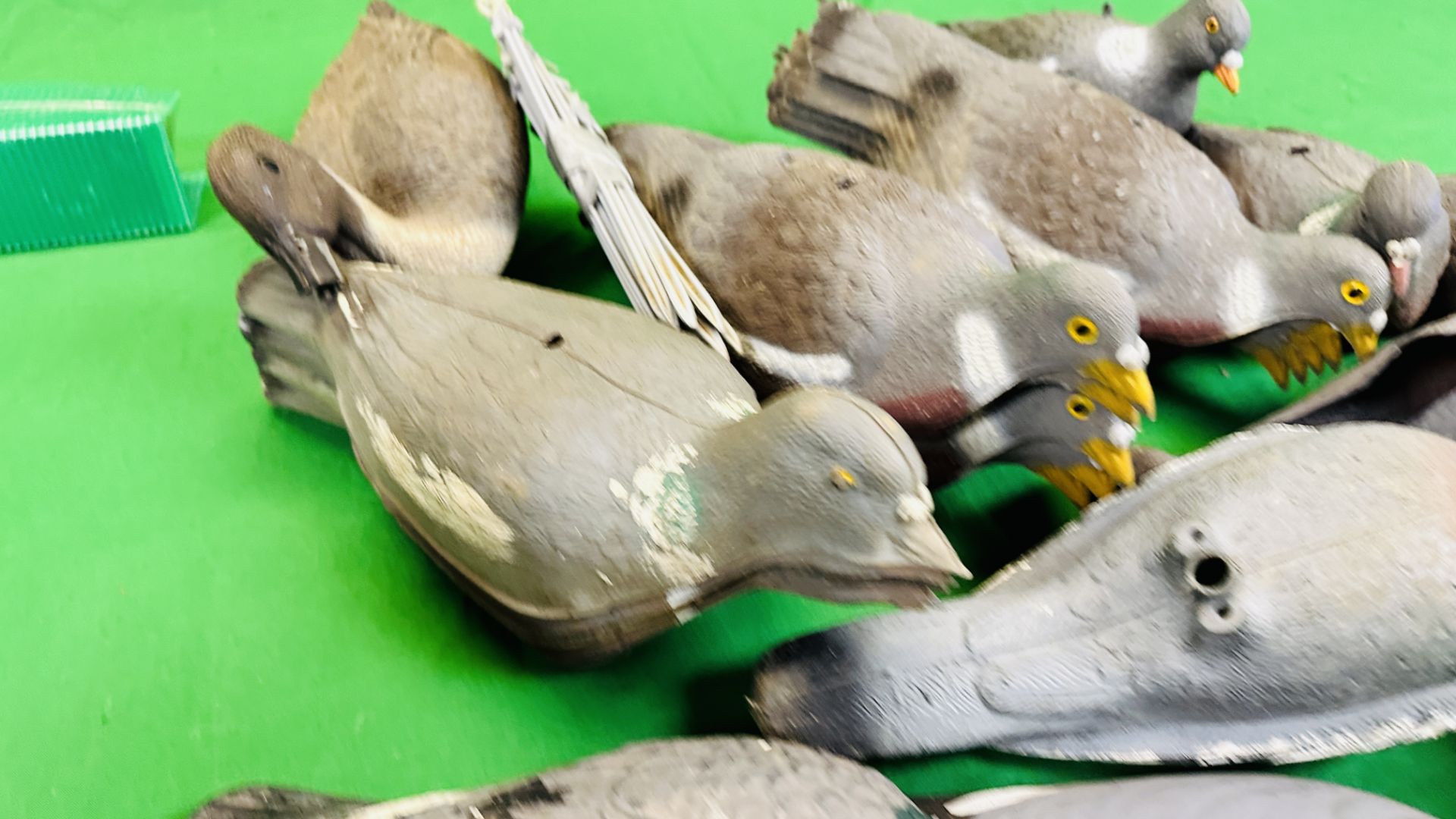 TWO BOXES OF VARIOUS PIGEON DECOYS AND DECOY DUCK. - Image 3 of 9