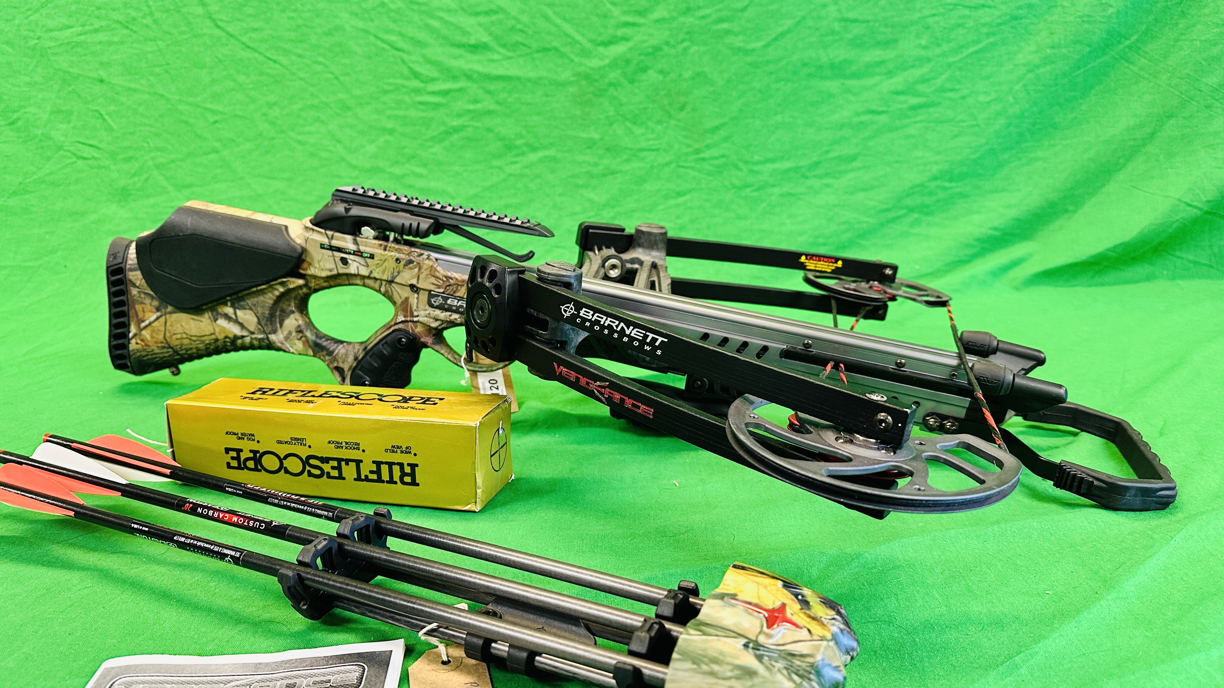 BARNETT "VENGANCE" COMPOUND CROSSBOW COMPLETE WITH THREE CARBON FIBRE CROSSBOW BOLTS, QUIVER, - Image 2 of 35