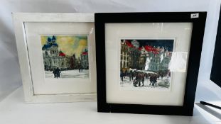 A PAIR OF SUSAN BROWN LIMITED EDITION PRINTS "GOLDEN CITY 1" 88/95 & "GOLDEN CITY 11" 65/95