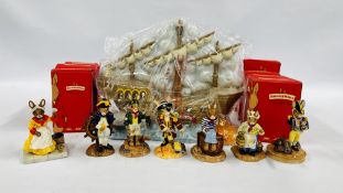 A ROYAL DOULTON BUNNYKINS "THE SHIPMATES COLLECTION" BASE ALONG WITH SEVEN ASSOCIATED COLLECTORS