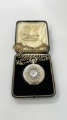 AN ANTIQUE SILVER POCKET WATCH MARKED J.W. BENSON LONDON DIAM 5.