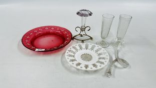 COLLECTION VICTORIAN GLASS INCLUDING BOHEMIAN GLASS, GLASS TRIGGER, EUROPEAN ETC.