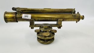 A VINTAGE BRASS THEODOLITE STAMPED "TROUGHTON & SUMMS", LONDON NORWICH WATER WORKS COMPANY.